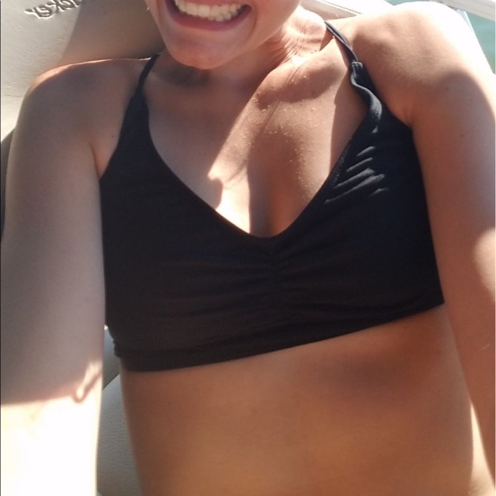 Strappy Back Black Bikini Top